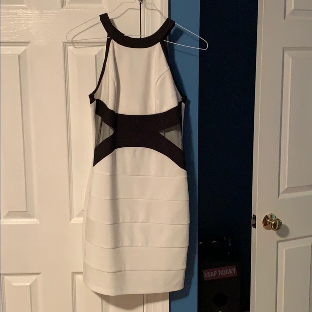 White and Black Formal Racer Back Dress